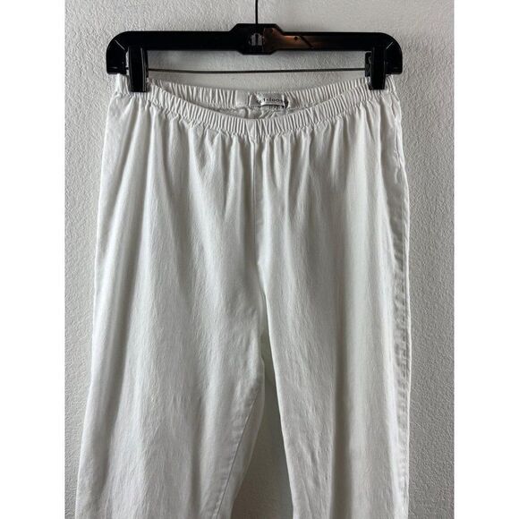 Cut Loose Linen Blend Pull-On Casual Ankle Pant Medium White Laganlook Coastal - Picture 2 of 9